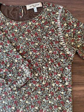 See by Chloé Floral Top | Whipstitch Elbow-Length Sleeves Sz XS/S